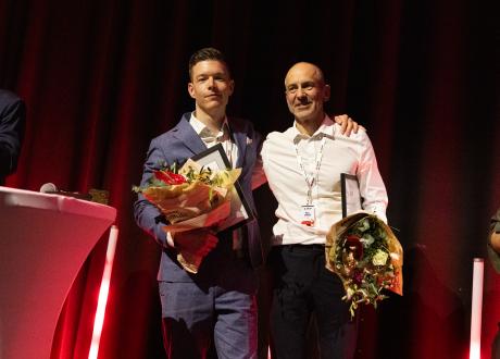 Einar Otto Stangvik og Rolf J. Widerøe i VG